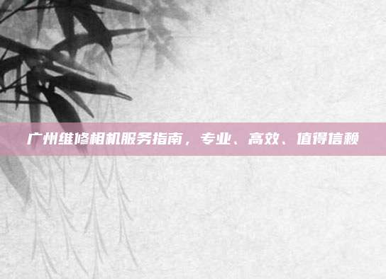 广州维修相机服务指南,专业、高效、值得信赖