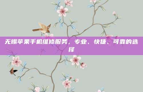 无锡苹果手机维修服务,专业、快捷、可靠的选择