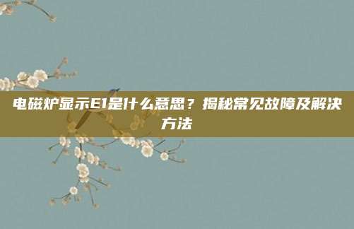 电磁炉显示E1是什么意思?揭秘常见故障及解决方法