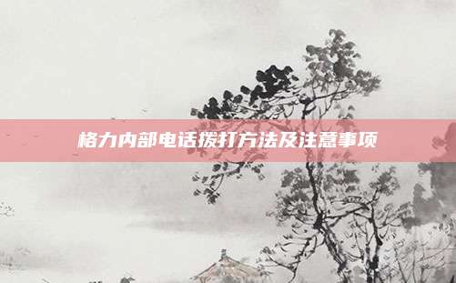 格力内部电话拨打方法及注意事项