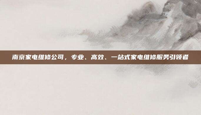 南京家电维修公司,专业、高效、一站式家电维修服务引领者
