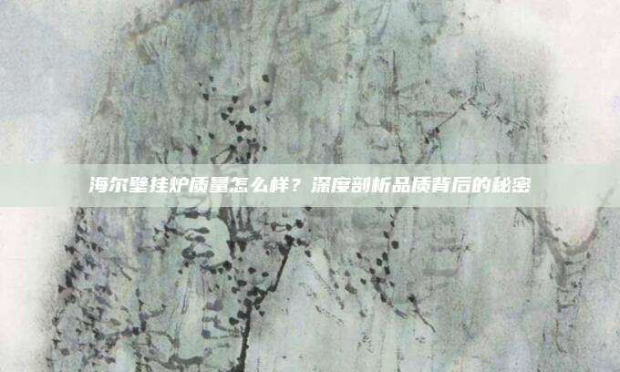 海尔壁挂炉质量怎么样?深度剖析品质背后的秘密