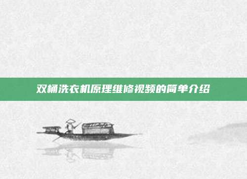 双桶洗衣机原理维修视频的简单介绍