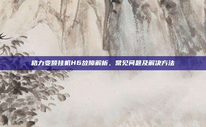 格力变频挂机H6故障解析,常见问题及解决方法