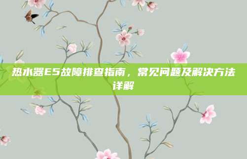 热水器E5故障排查指南,常见问题及解决方法详解