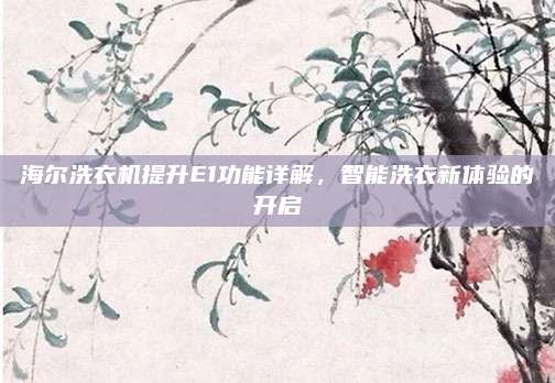 海尔洗衣机提升E1功能详解,智能洗衣新体验的开启