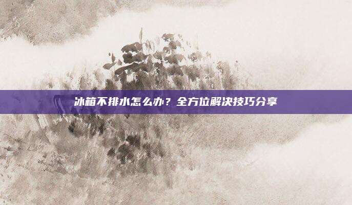 冰箱不排水怎么办?全方位解决技巧分享