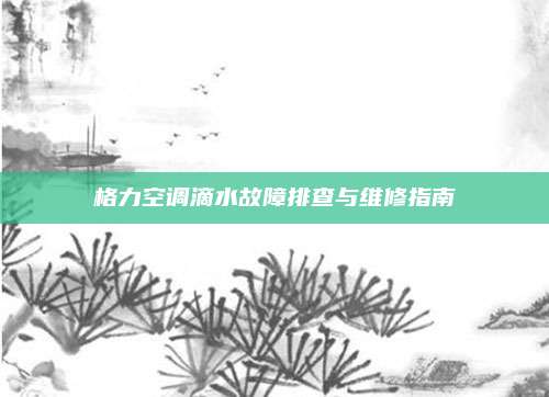 格力空调滴水故障排查与维修指南