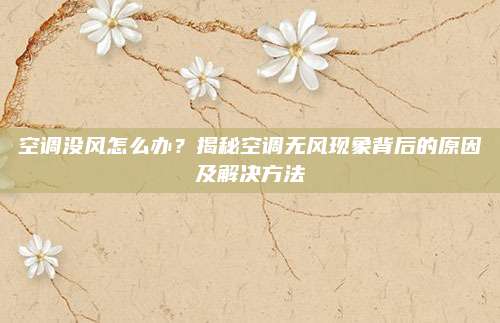 空调没风怎么办?揭秘空调无风现象背后的原因及解决方法