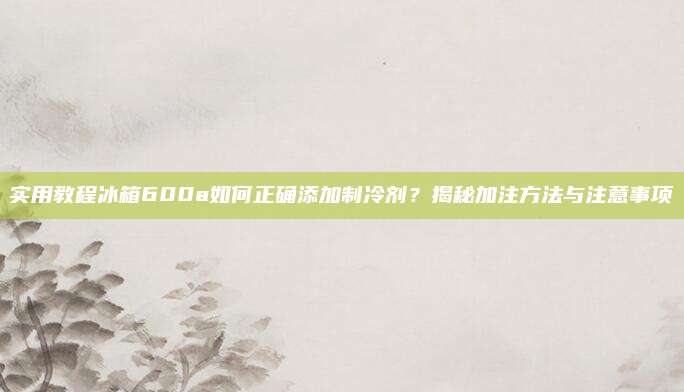 实用教程冰箱600a如何正确添加制冷剂?揭秘加注方法与注意事项