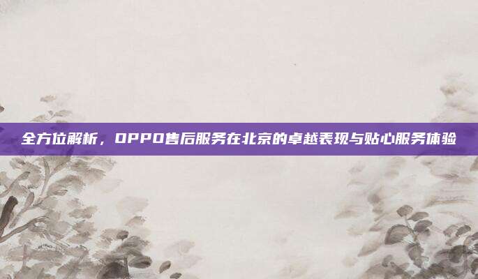 全方位解析,OPPO售后服务在北京的卓越表现与贴心服务体验