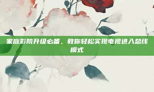 家庭影院升级必备,教你轻松实现电视进入总线模式