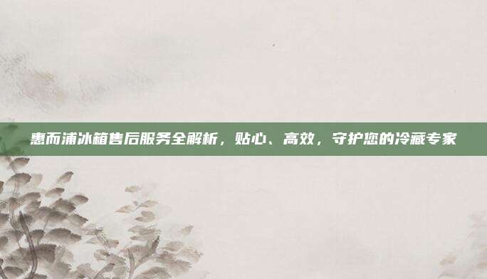 惠而浦冰箱售后服务全解析,贴心、高效,守护您的冷藏专家