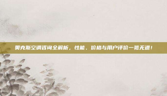 奥克斯空调咨询全解析,性能、价格与用户评价一览无遗!