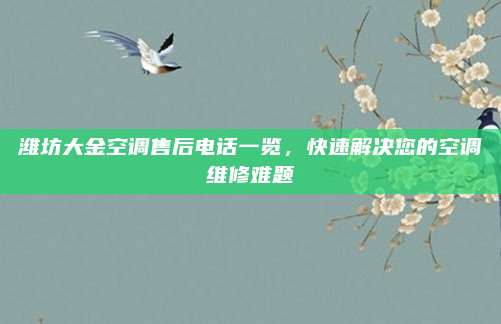 潍坊大金空调售后电话一览,快速解决您的空调维修难题
