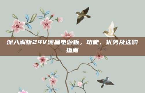 深入解析24V液晶电源板,功能、优势及选购指南