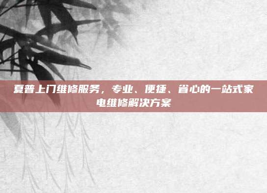 夏普上门维修服务，专业、便捷、省心的一站式家电维修解决方案