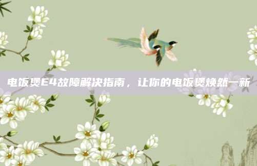 电饭煲E4故障解决指南,让你的电饭煲焕然一新