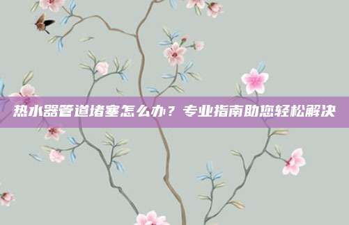 热水器管道堵塞怎么办?专业指南助您轻松解决