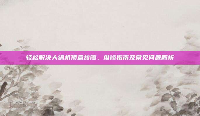 轻松解决大锅机顶盒故障,维修指南及常见问题解析