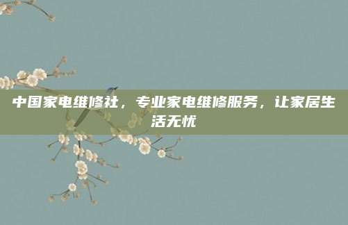 中国家电维修社,专业家电维修服务,让家居生活无忧