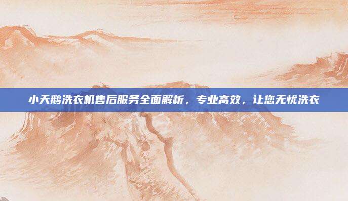 小天鹅洗衣机售后服务全面解析,专业高效,让您无忧洗衣