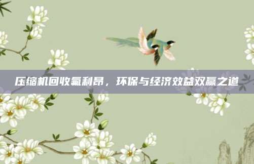 压缩机回收氟利昂,环保与经济效益双赢之道