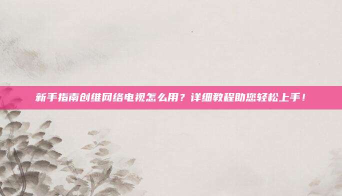 新手指南创维网络电视怎么用?详细教程助您轻松上手!
