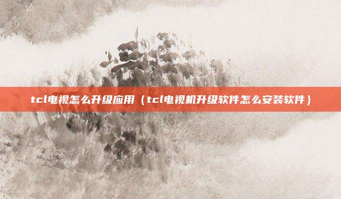 tcl电视怎么升级应用（tcl电视机升级软件怎么安装软件）