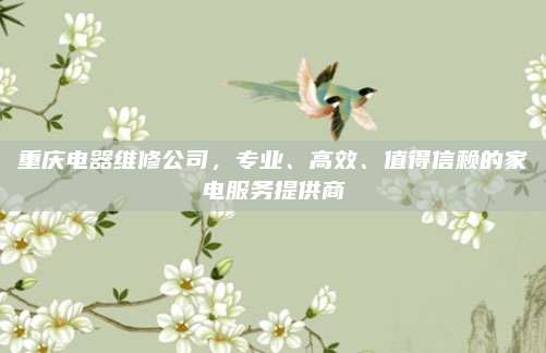重庆电器维修公司,专业、高效、值得信赖的家电服务提供商