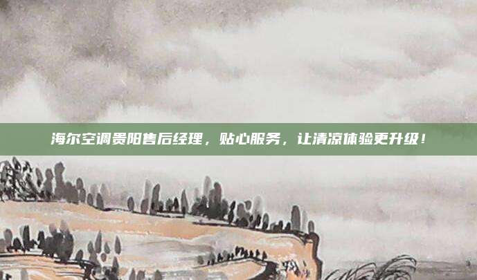 海尔空调贵阳售后经理,贴心服务,让清凉体验更升级!