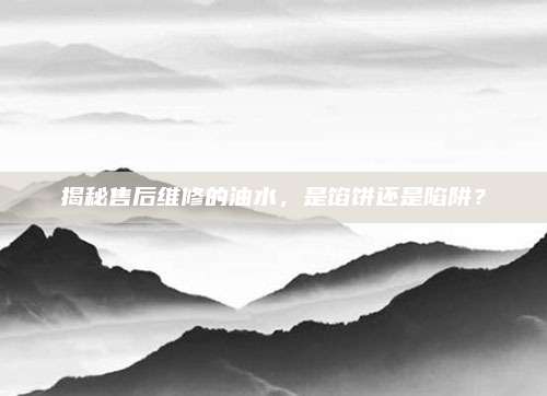 揭秘售后维修的油水,是馅饼还是陷阱?
