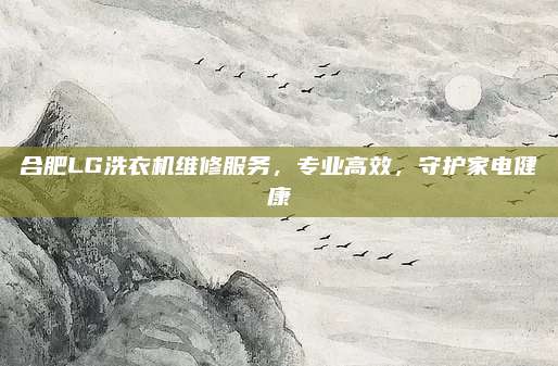 合肥LG洗衣机维修服务,专业高效,守护家电健康