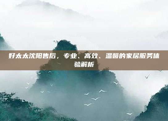 好太太沈阳售后,专业、高效、温馨的家居服务体验解析
