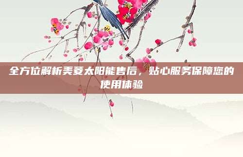 全方位解析美菱太阳能售后,贴心服务保障您的使用体验