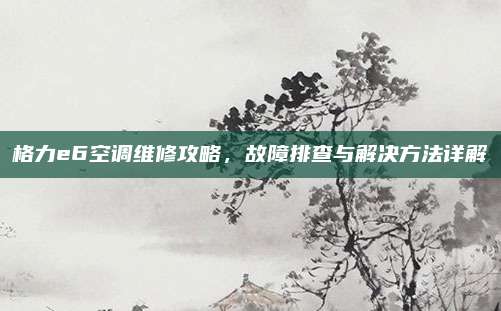 格力e6空调维修攻略,故障排查与解决方法详解