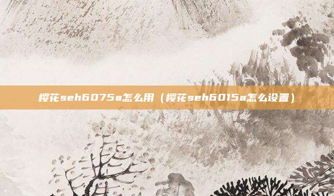 樱花seh6075a怎么用（樱花seh6015a怎么设置）