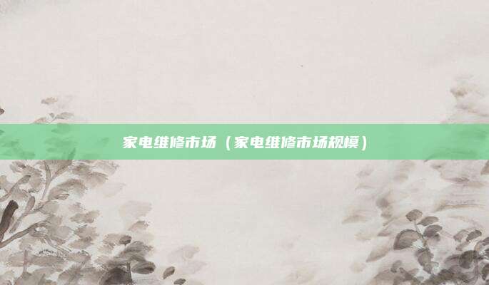 家电维修市场(家电维修市场规模)