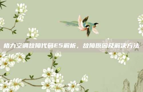 格力空调故障代码E5解析,故障原因及解决方法