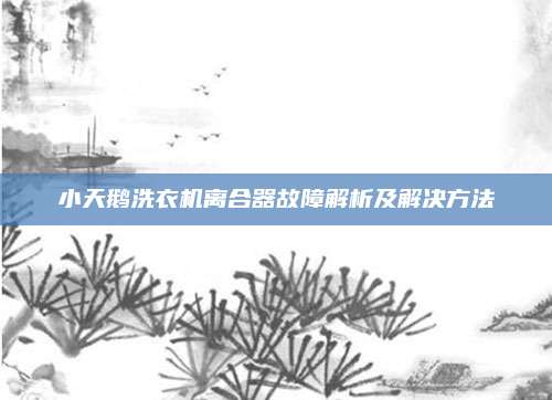 小天鹅洗衣机离合器故障解析及解决方法
