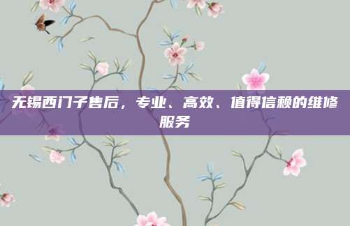 无锡西门子售后,专业、高效、值得信赖的维修服务