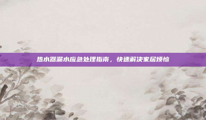 热水器漏水应急处理指南,快速解决家居烦恼
