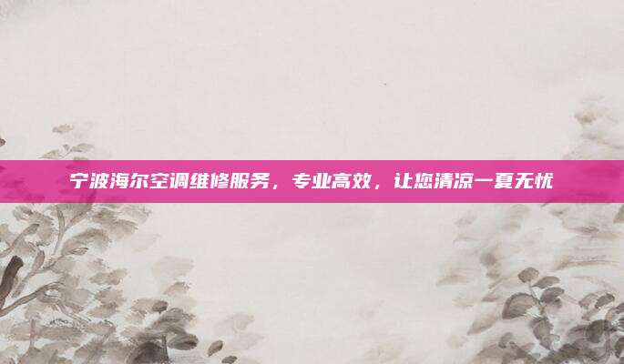 宁波海尔空调维修服务,专业高效,让您清凉一夏无忧