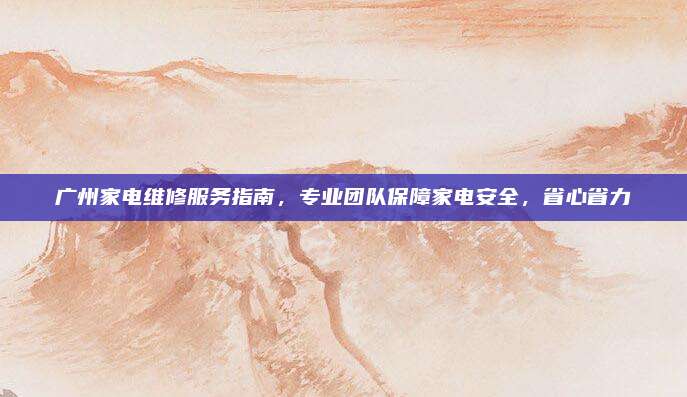 广州家电维修服务指南,专业团队保障家电安全,省心省力