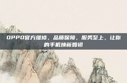 OPPO官方维修,品质保障,服务至上,让你的手机焕新如初