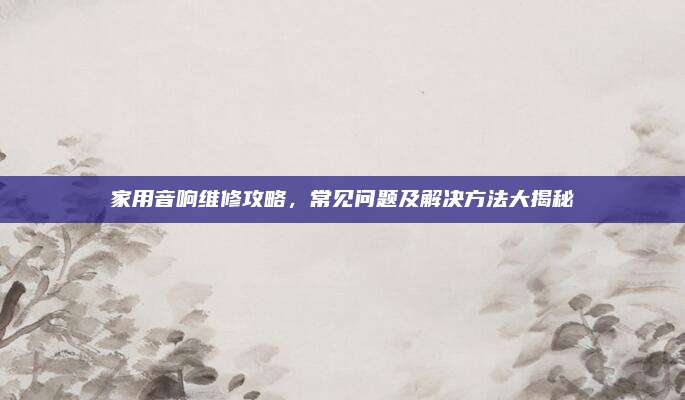 家用音响维修攻略,常见问题及解决方法大揭秘