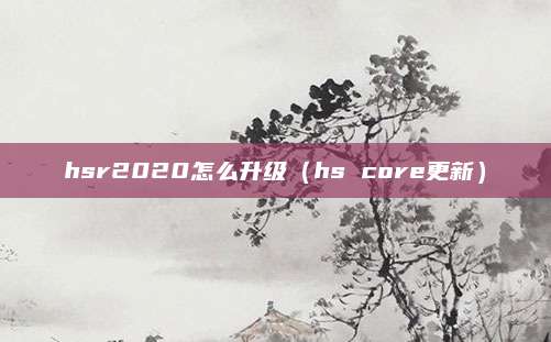 hsr2020怎么升级(hs core更新)