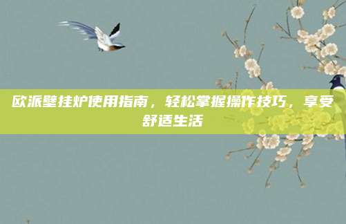 欧派壁挂炉使用指南,轻松掌握操作技巧,享受舒适生活
