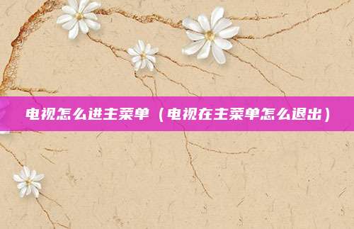电视怎么进主菜单（电视在主菜单怎么退出）