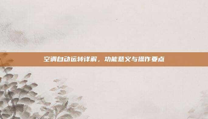 空调自动运转详解,功能意义与操作要点